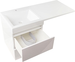 Style Line Тумба с раковиной подвесная Даллас 110 L Люкс, белая PLUS эмаль – фотография-5